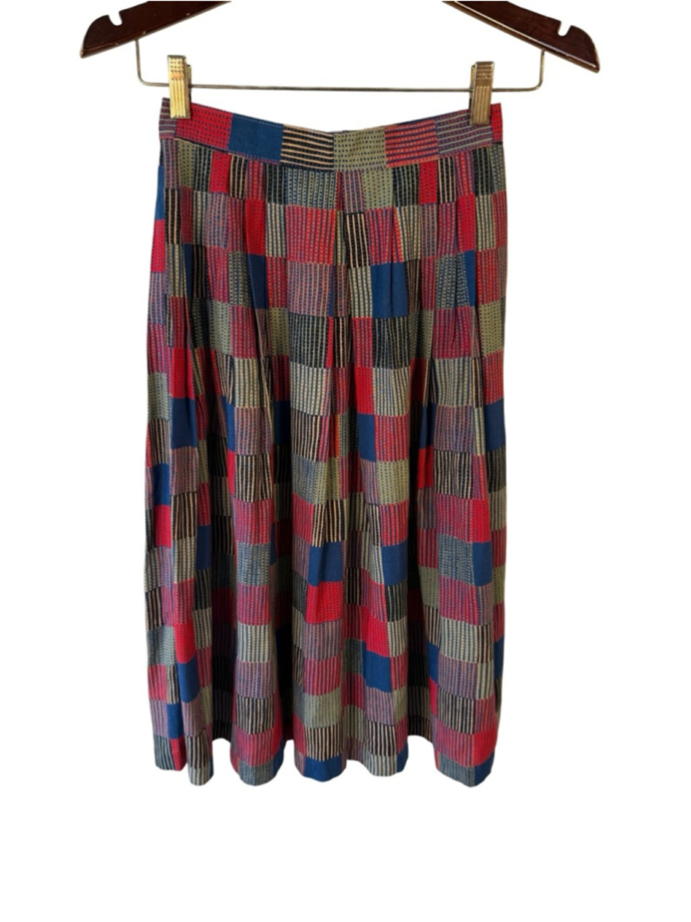 Vintage 80s 90s Plaid Midi Skirt in Red and Blue Size 8 Boho Cottagecore - Picture 2 of 10